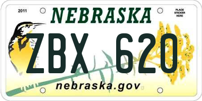 NE license plate ZBX620