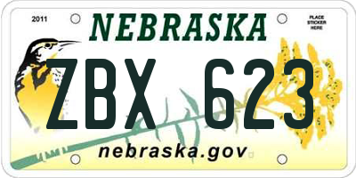 NE license plate ZBX623