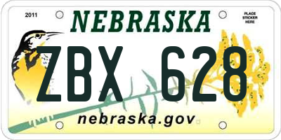 NE license plate ZBX628