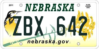 NE license plate ZBX642