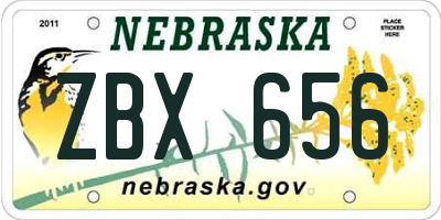 NE license plate ZBX656