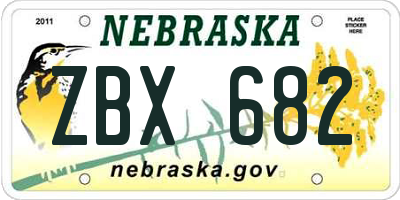 NE license plate ZBX682