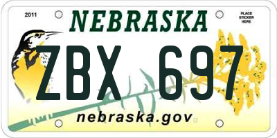 NE license plate ZBX697