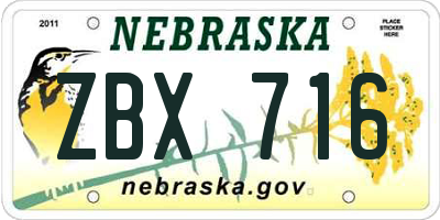 NE license plate ZBX716