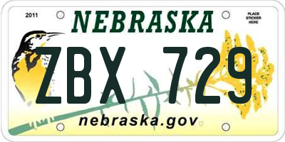 NE license plate ZBX729