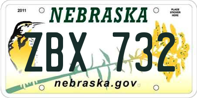 NE license plate ZBX732