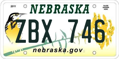 NE license plate ZBX746