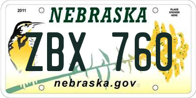 NE license plate ZBX760