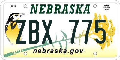 NE license plate ZBX775