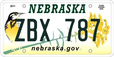 NE license plate ZBX787