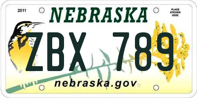 NE license plate ZBX789