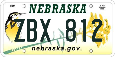 NE license plate ZBX812