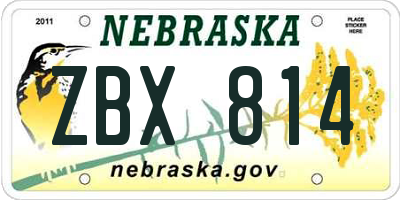 NE license plate ZBX814