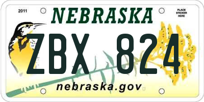 NE license plate ZBX824