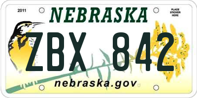NE license plate ZBX842