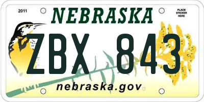 NE license plate ZBX843