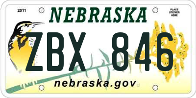 NE license plate ZBX846