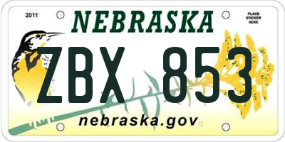 NE license plate ZBX853