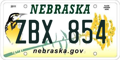 NE license plate ZBX854