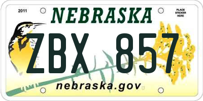 NE license plate ZBX857