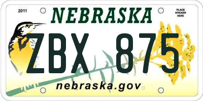 NE license plate ZBX875