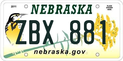 NE license plate ZBX881
