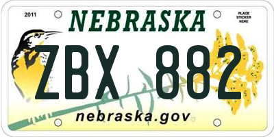 NE license plate ZBX882