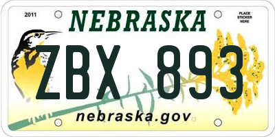 NE license plate ZBX893