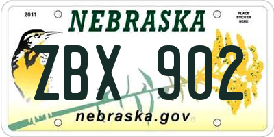 NE license plate ZBX902