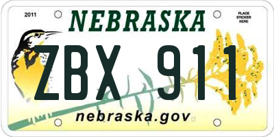 NE license plate ZBX911