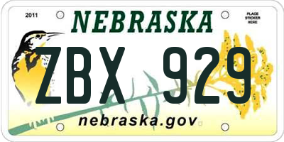 NE license plate ZBX929