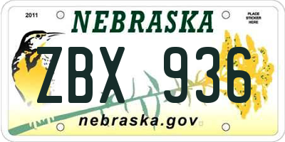 NE license plate ZBX936