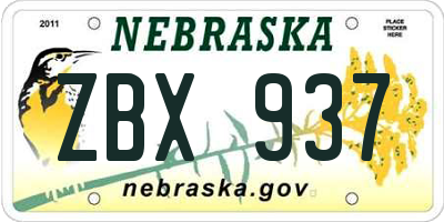 NE license plate ZBX937