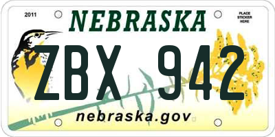NE license plate ZBX942