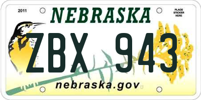 NE license plate ZBX943