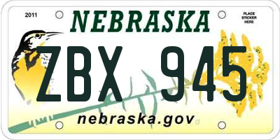 NE license plate ZBX945