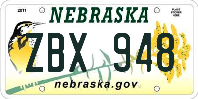 NE license plate ZBX948
