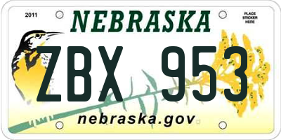 NE license plate ZBX953