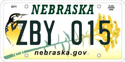 NE license plate ZBY015