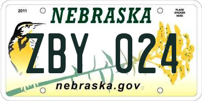 NE license plate ZBY024