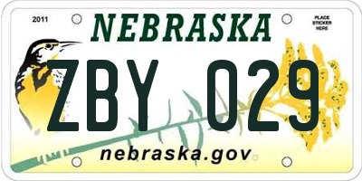 NE license plate ZBY029