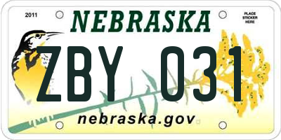 NE license plate ZBY031