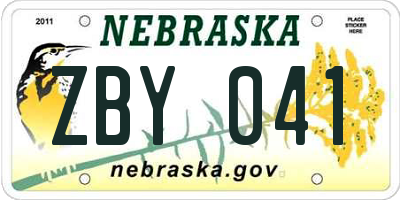 NE license plate ZBY041