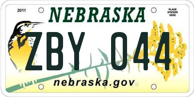 NE license plate ZBY044
