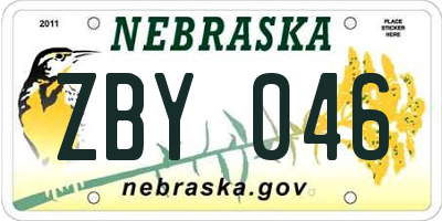 NE license plate ZBY046
