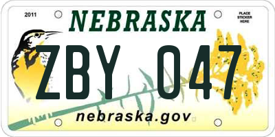 NE license plate ZBY047