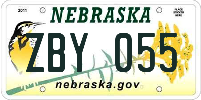 NE license plate ZBY055