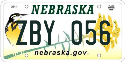 NE license plate ZBY056