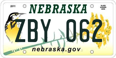 NE license plate ZBY062
