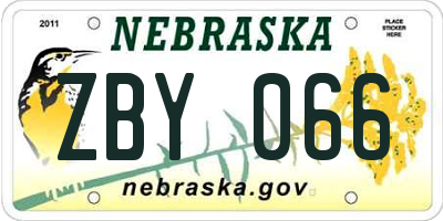NE license plate ZBY066